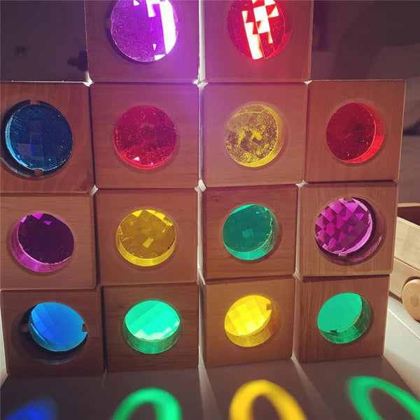 Load image into Gallery viewer, Light Transmission Wooden Rainbow Gem Blocks CNF1
