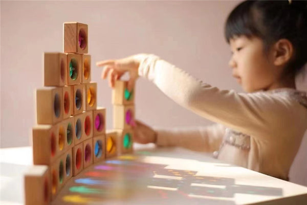 Load image into Gallery viewer, Light Transmission Wooden Rainbow Gem Blocks CNF1
