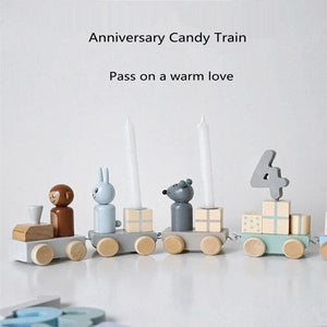 Birthday Candle Train Wooden Building Block CNF1