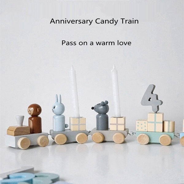 Load image into Gallery viewer, Birthday Candle Train Wooden Building Block CNF1
