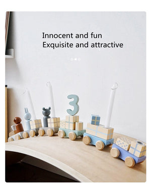 Birthday Candle Train Wooden Building Block CNF1