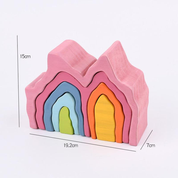 Load image into Gallery viewer, Wooden Rainbow Stacker Natural Wooden 3 CNF7
