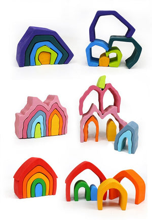 Wooden Rainbow Stacker Natural Wooden 2 CNF7