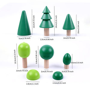 8 Pcs Multifunctional Wooden Green Forest Tree CNF7