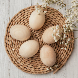 6 Pcs Natural Wood Simulation Eggs CNF7