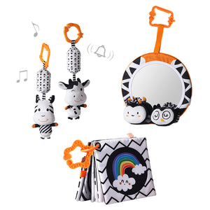 Baby Distorting Mirrors Cloth Books Cirb Bells Infant Toys Set With Vibrant
