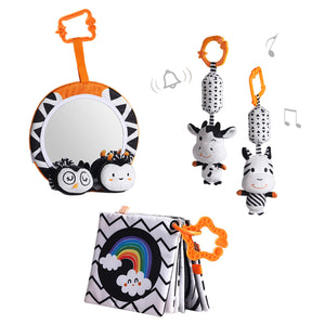 Baby Distorting Mirrors Cloth Books Cirb Bells Infant Toys Set With Vibrant