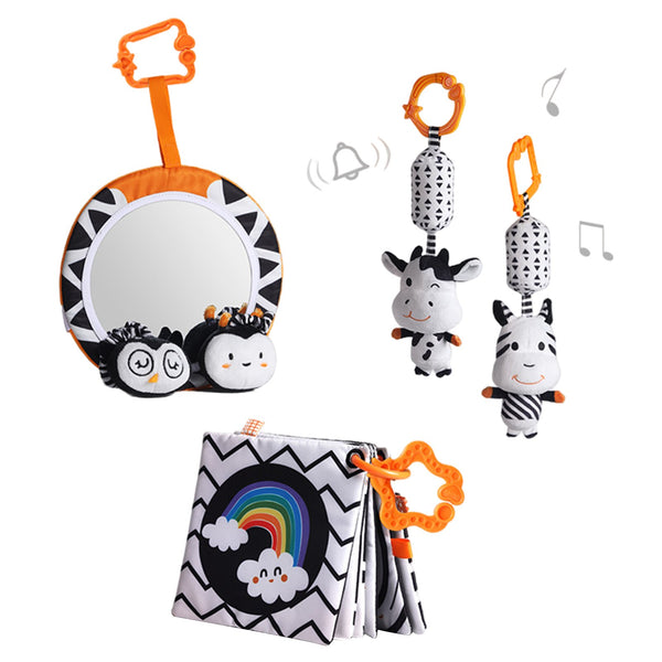Load image into Gallery viewer, Baby Distorting Mirrors Cloth Books Cirb Bells Infant Toys Set With Vibrant
