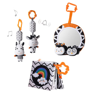 Baby Distorting Mirrors Cloth Books Cirb Bells Infant Toys Set With Vibrant