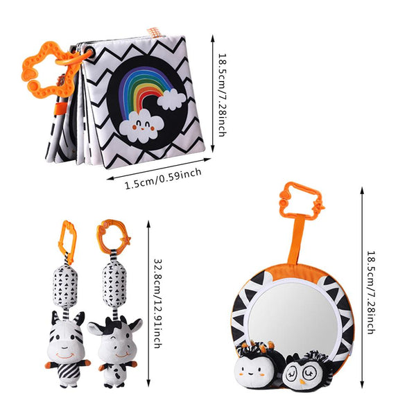Load image into Gallery viewer, Baby Distorting Mirrors Cloth Books Cirb Bells Infant Toys Set With Vibrant
