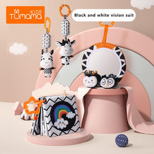 Baby Distorting Mirrors Cloth Books Cirb Bells Infant Toys Set With Vibrant
