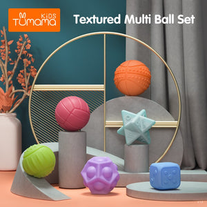 6 PCS Baby Toys Rubber Textured Touch Ball