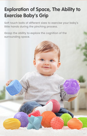 6 PCS Baby Toys Rubber Textured Touch Ball