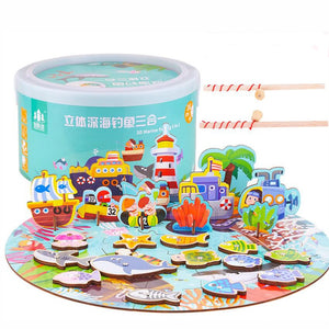 58 Pcs Wooden Magnetic Fishing Puzzles - CNF C