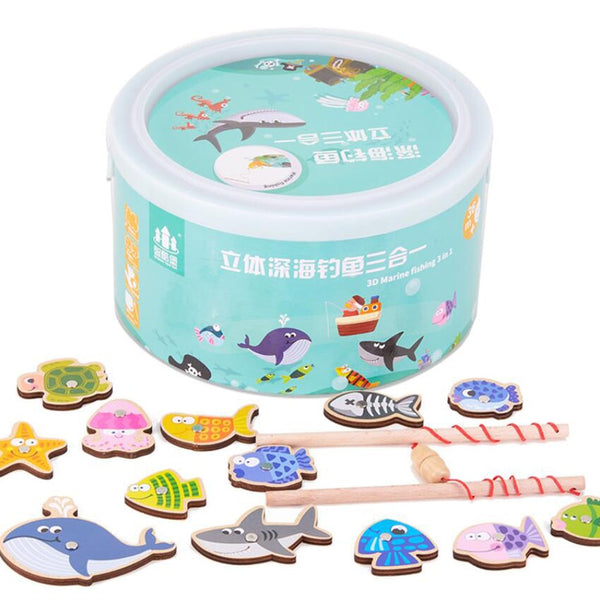 Load image into Gallery viewer, 58 Pcs Wooden Magnetic Fishing Puzzles - CNF C

