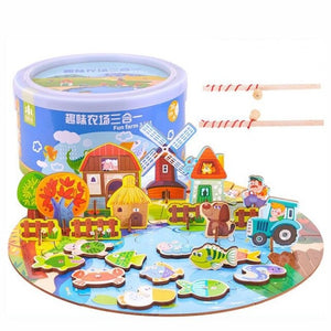 58 Pcs Wooden Magnetic Fishing Puzzles - CNF C
