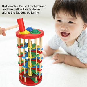 Colorful Wooden Tower Toy With Hammer CNF1 CNF5